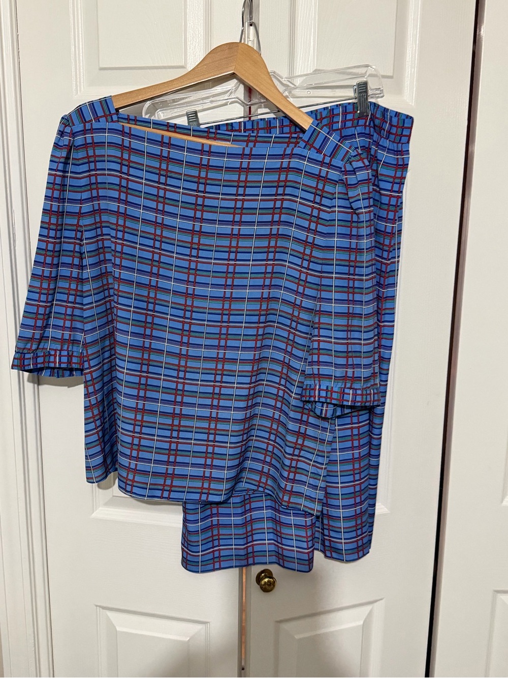vintage Blue Plaid Women’s Skirt set - 16